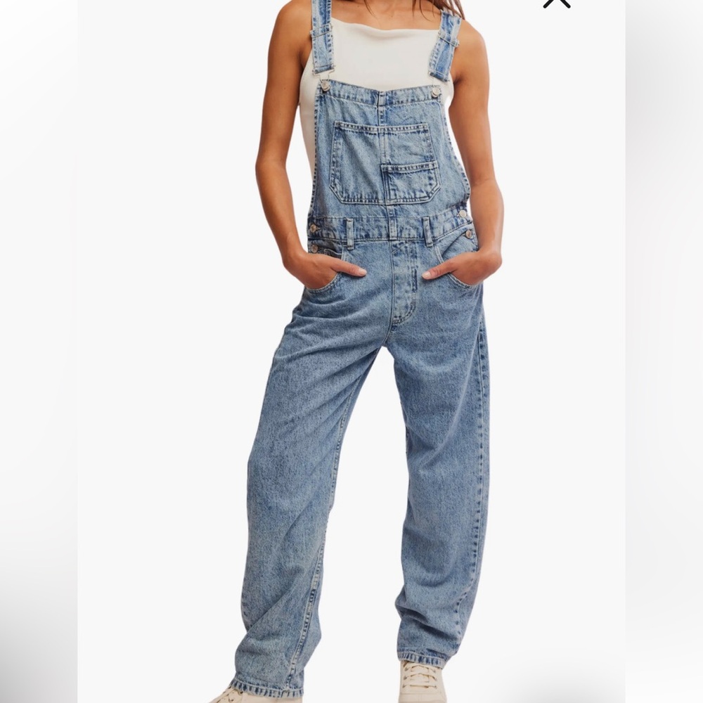 Free People Light Blue Denim Overalls